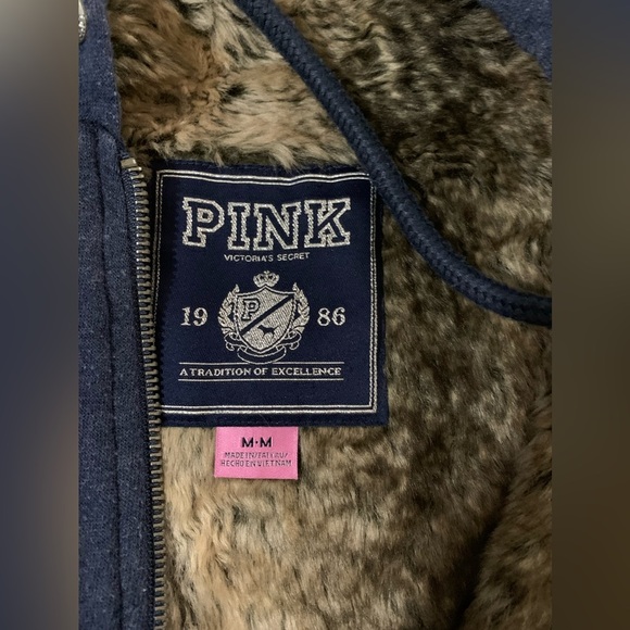 PINK VS VINTAGE BLING LOVE PINK FUR HOODIE MEDIUM - Picture 10 of 12